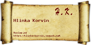 Hlinka Korvin névjegykártya